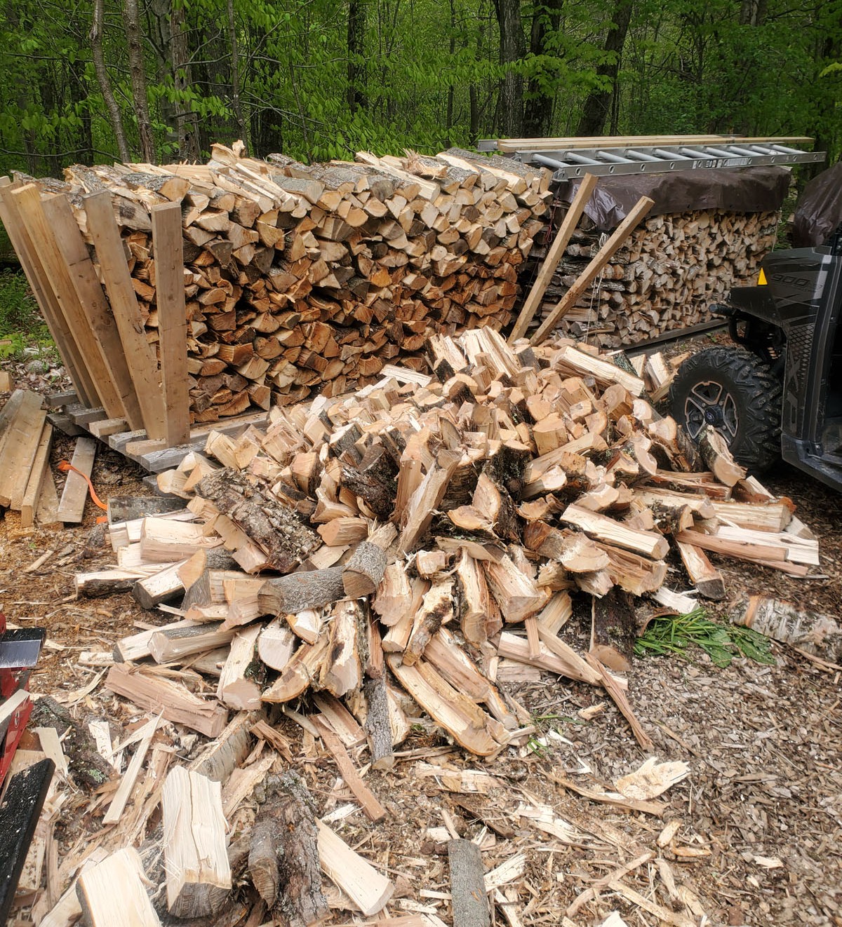 Collapsed wood stack