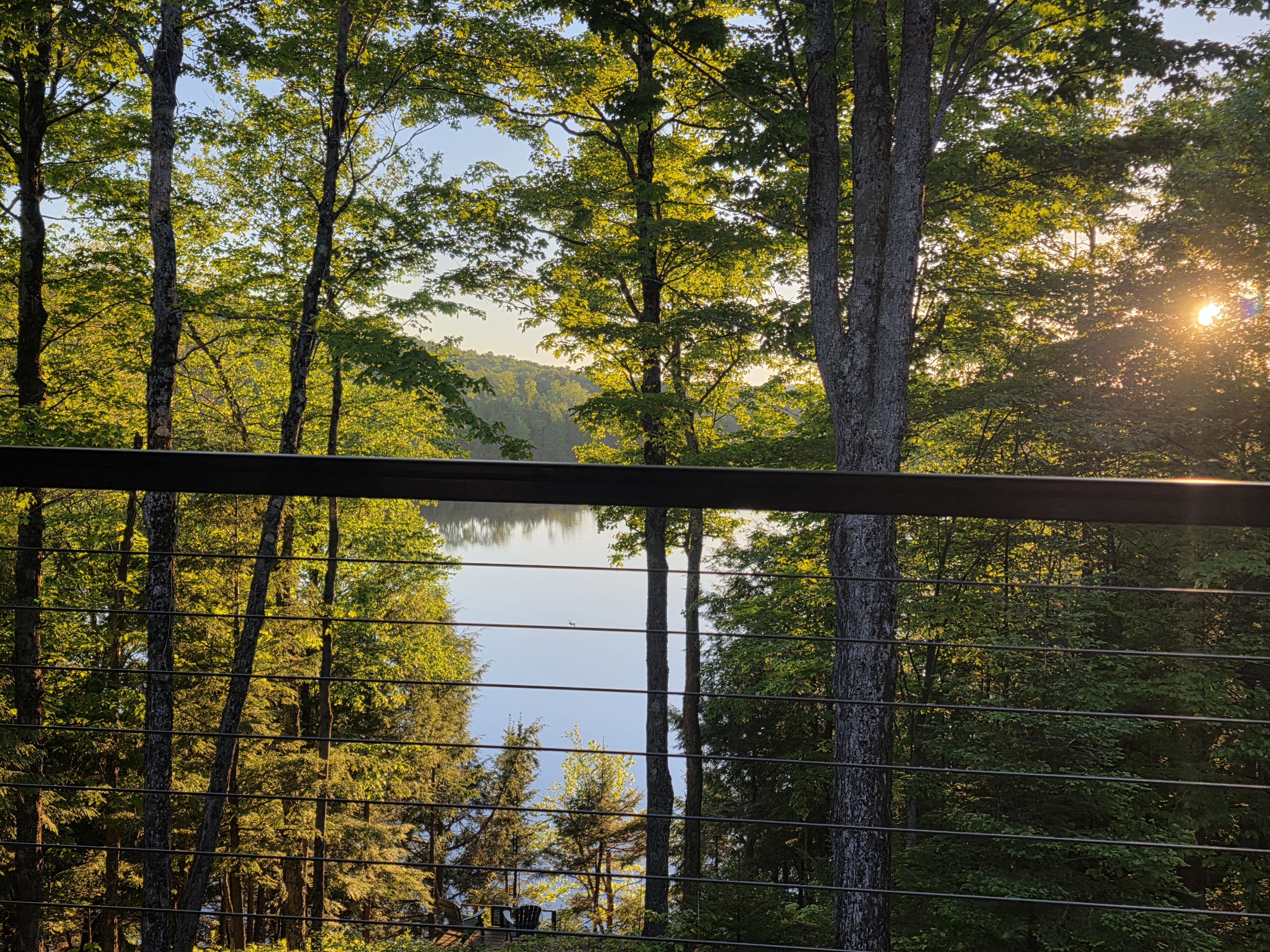 Evening view from the Watch with sunlight reflecting off the lake